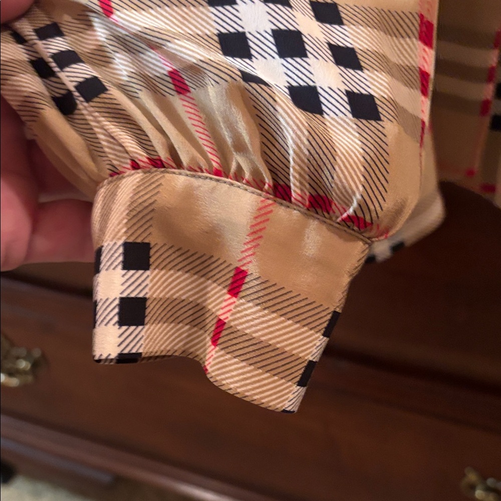 Burberry Tan and Black Plaid Wome button up Shirt - Picture 5 of 10